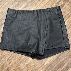 Black Faux Leather Women's Shorts